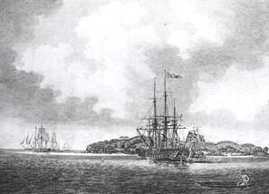 First Fleet arriving at Botany Bay in January 1788