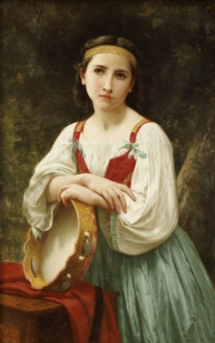 William Adolphe Bouguereau, Baskisches Zigeunermädchen mit Tamburin, 19. Jhd.